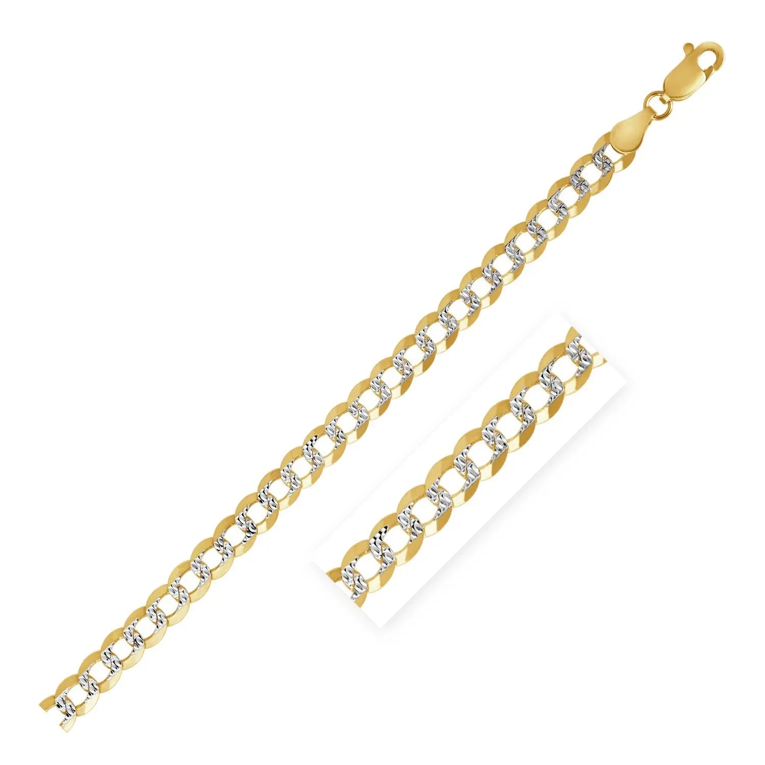 14k Two Tone Gold Pave Curb Chain (3.20 mm) - Peelerie
