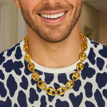 Puffed Mariner Link 16mm Necklace in 14K Yellow Gold