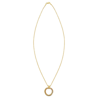 14K Tri Color Gold Interlocking Circle Pendant Necklace