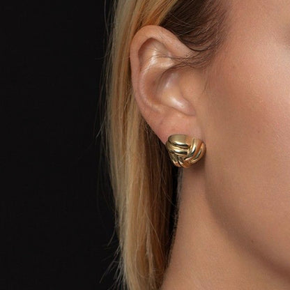 14K Yellow Gold Large Double Knot Earrings