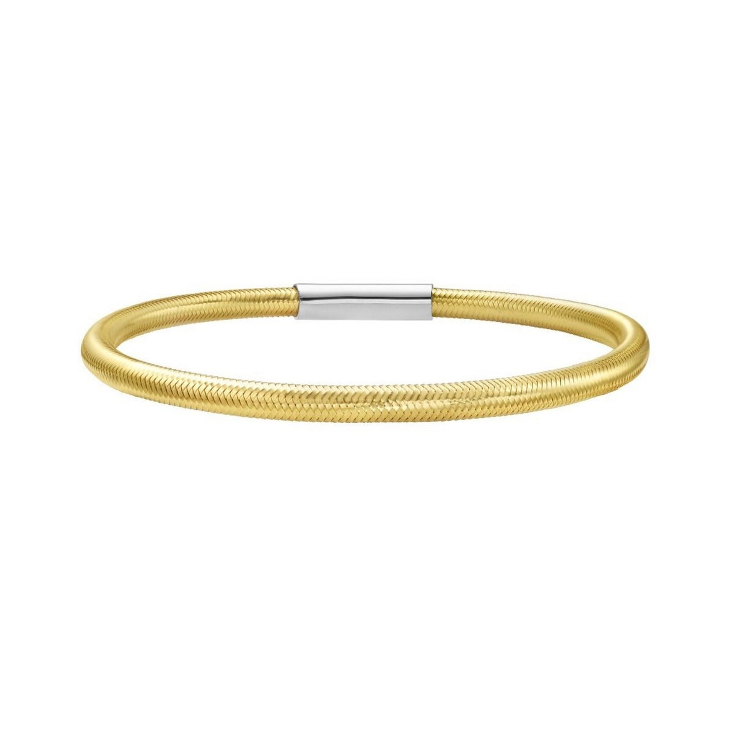 Sterling Silver Gold Plated Basketweave Stretch Bangle