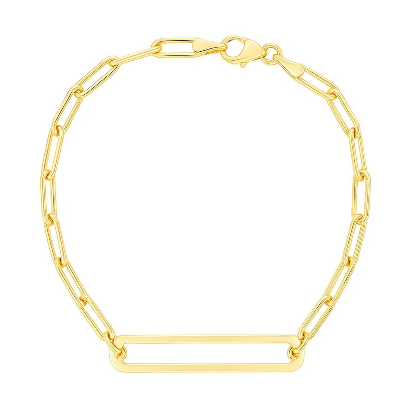 14k Yellow Gold High Polish Open Curved Paperclip Bracelet (3.30 mm)