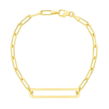 14k Yellow Gold High Polish Open Curved Paperclip Bracelet (3.30 mm)