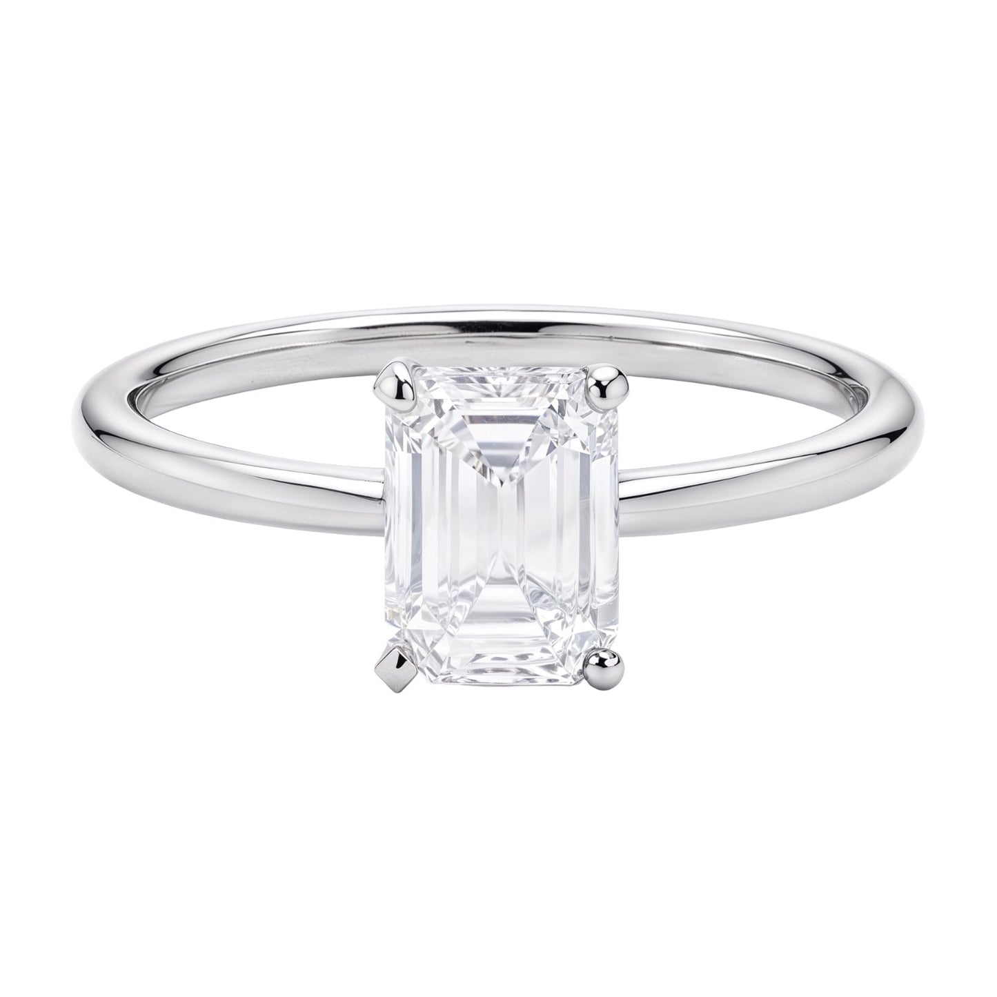 1 Carat Emerald Lab Grown IGI G/VS1 Diamond Solitaire Ring in 14K White Gold