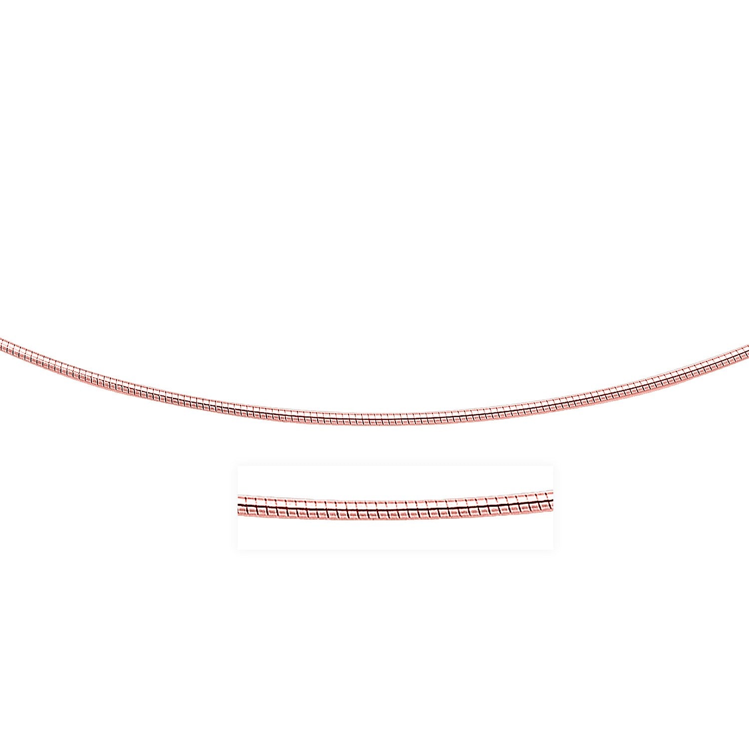 14k Rose Gold Necklace in a Round Omega Chain Style in a sleek high-contrast midnight luxury editorial style