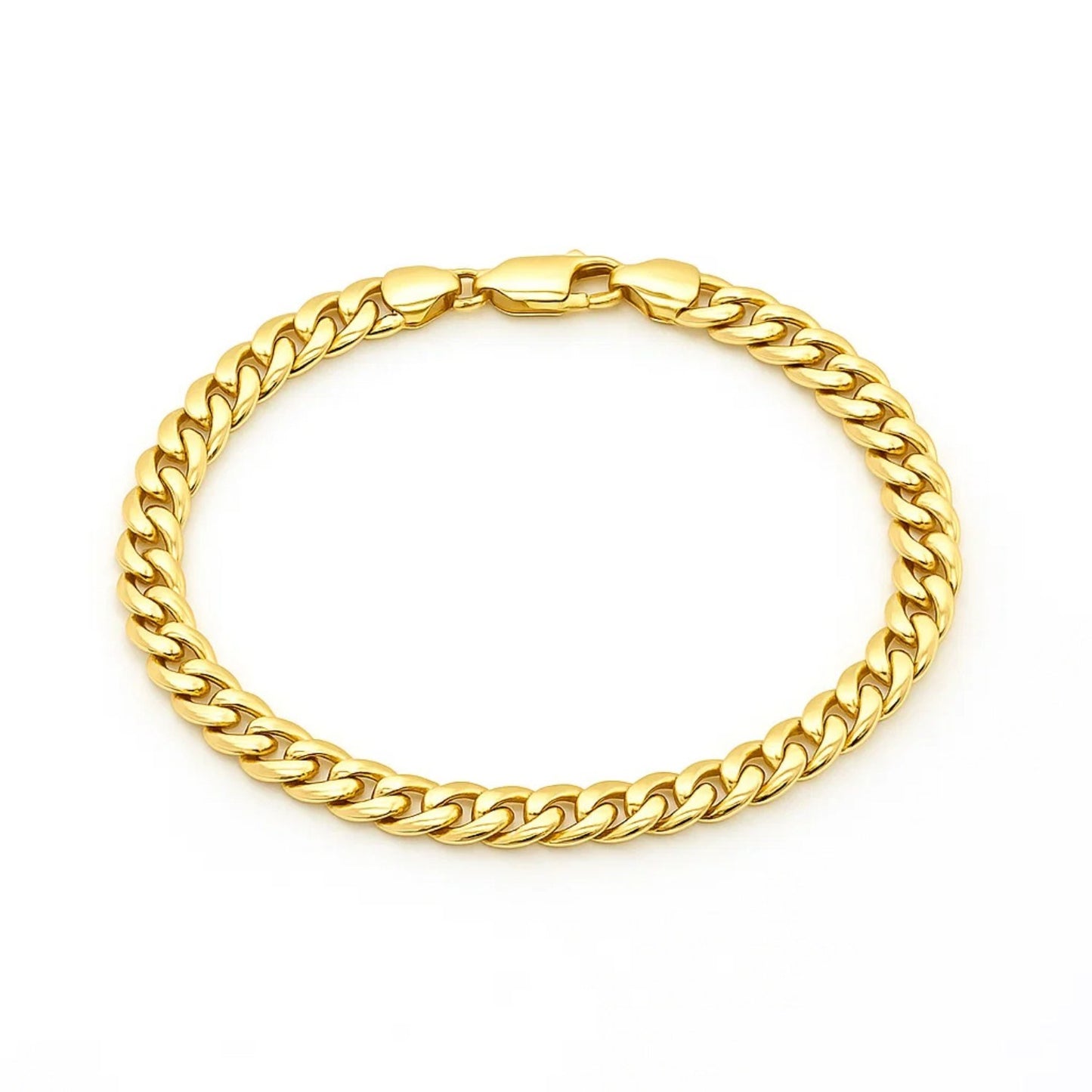 14k Yellow Gold Miami Cuban Semi Solid Bracelet (7.00 mm)