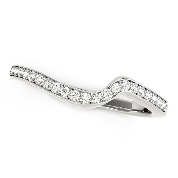 14k White Gold Modern Curved Wedding Ring (1/5 cttw) in a sleek high-contrast midnight luxury editorial style