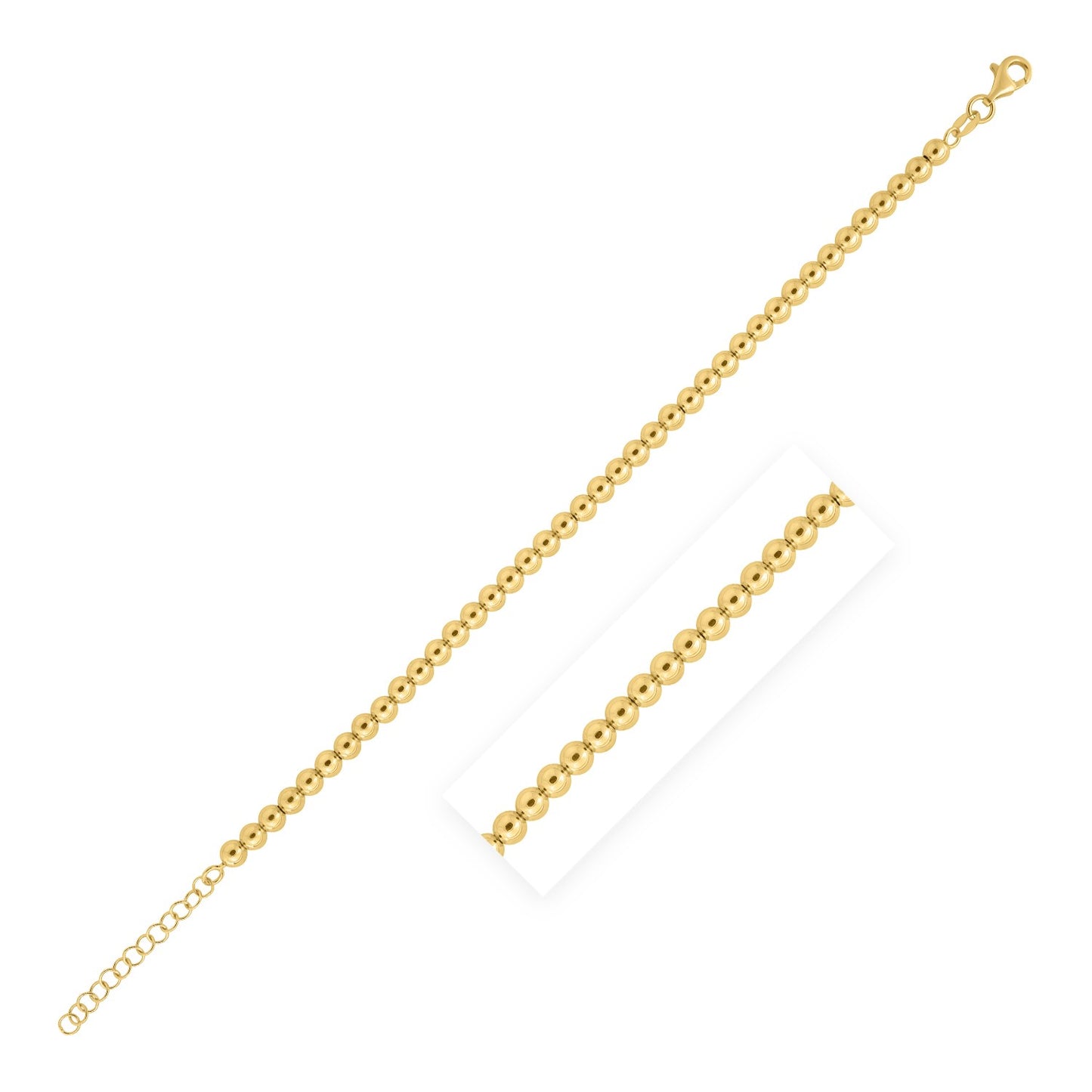 14k Yellow Gold Bead Bracelet (4.00 mm) in a sleek high-contrast midnight luxury editorial style