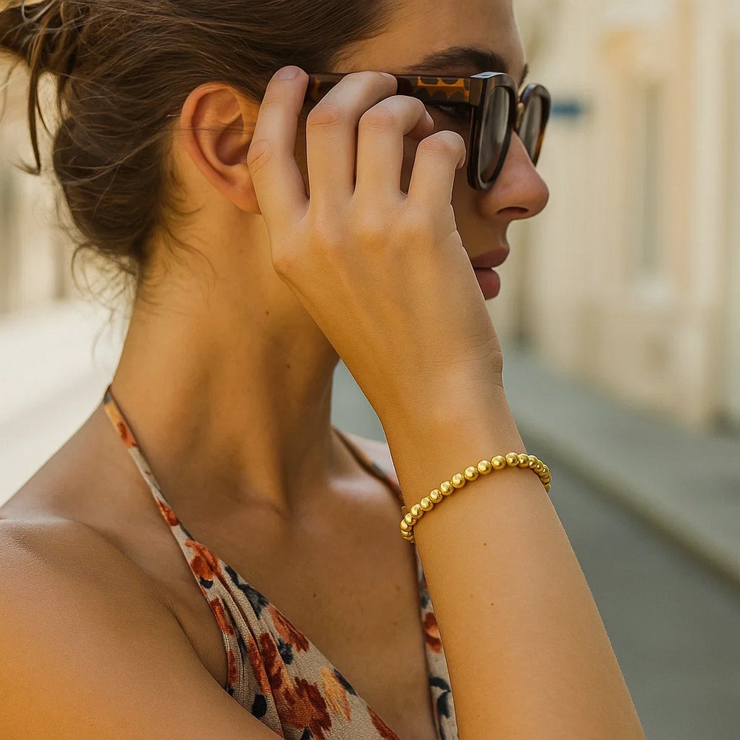 14k Yellow Gold Bead Bracelet  (4.00 mm)