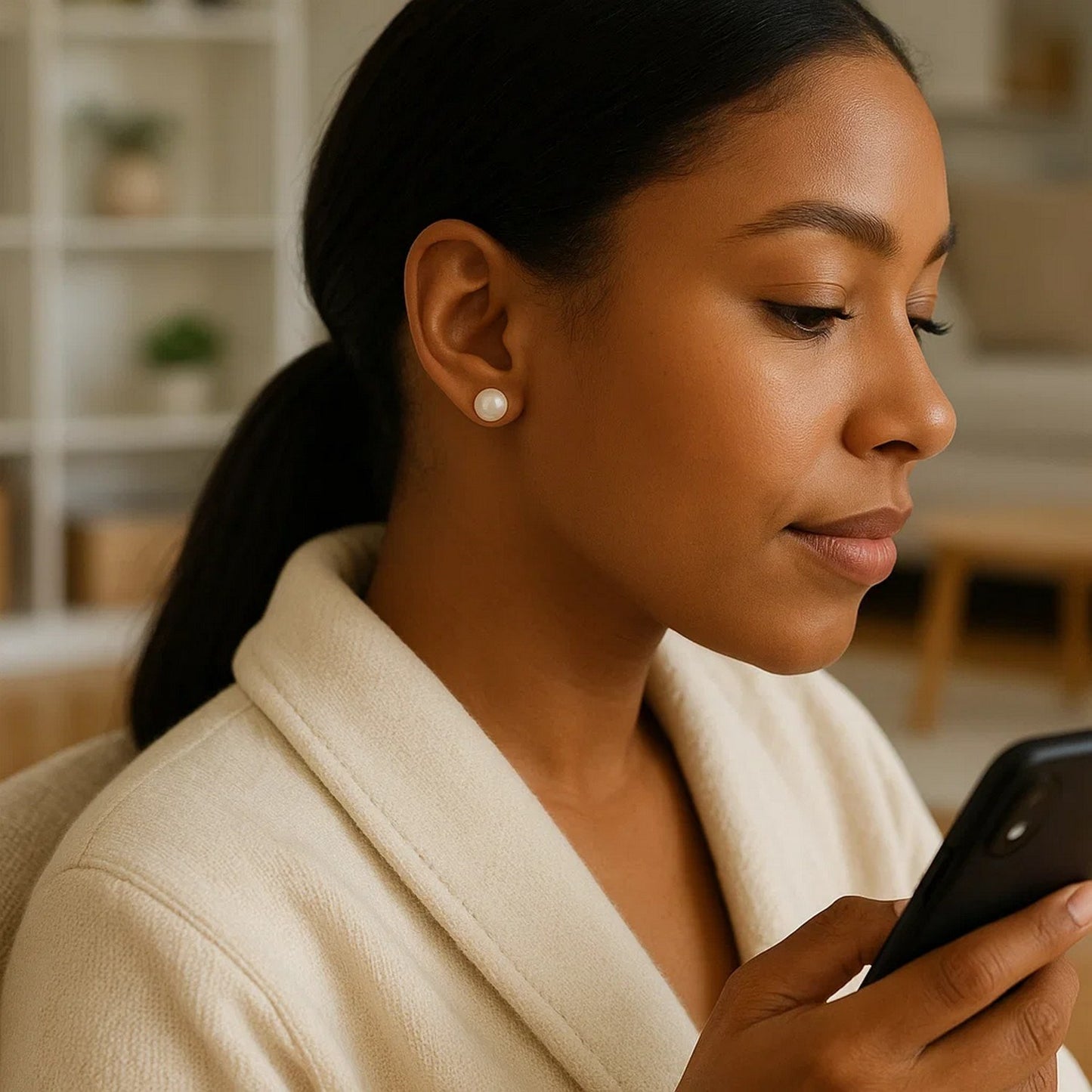 14k Yellow Gold Freshwater Cultured White Pearl Stud Earrings (7mm)