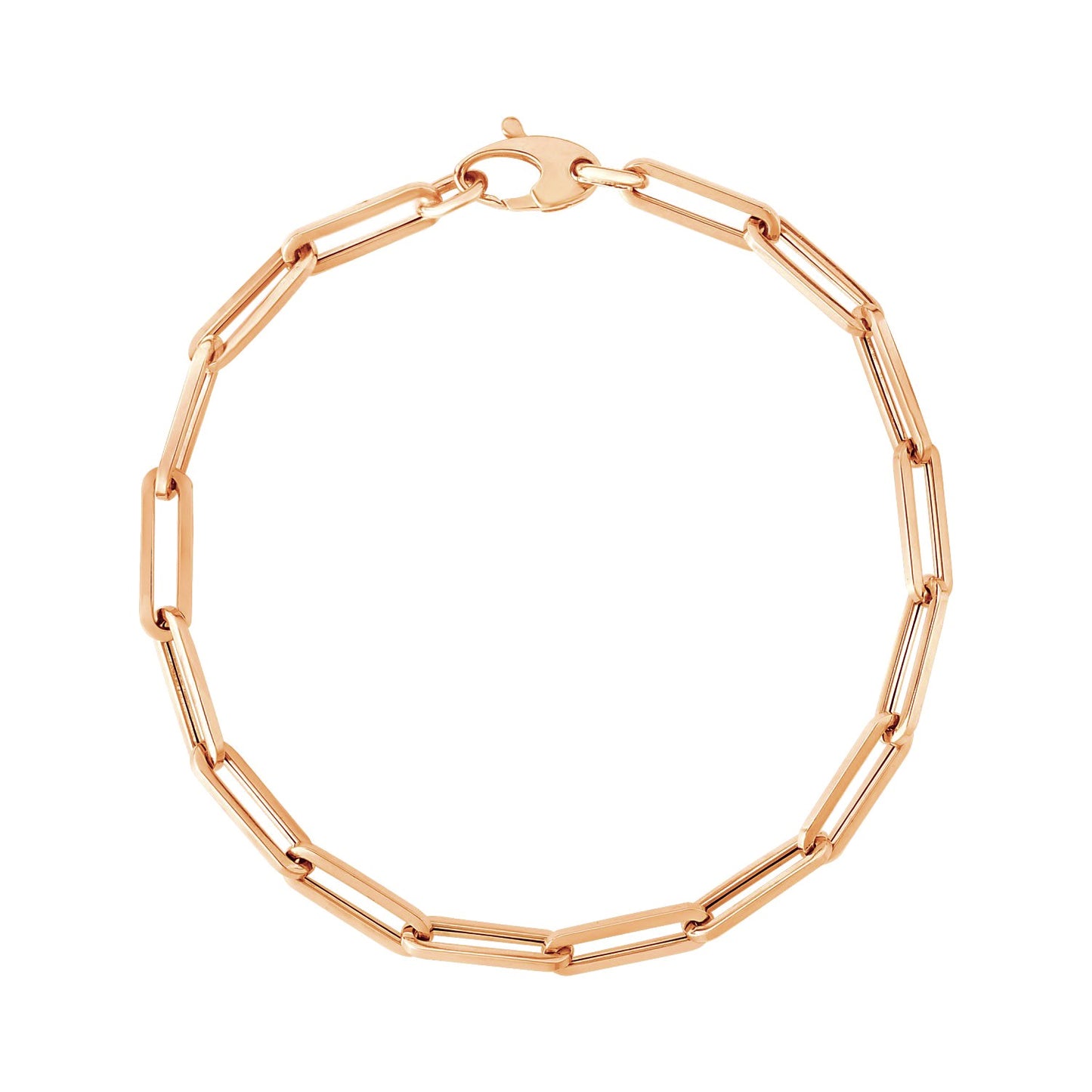 14K Rose Gold Bold Paperclip Chain Bracelet (4.20 mm) in a sleek high-contrast midnight luxury editorial style