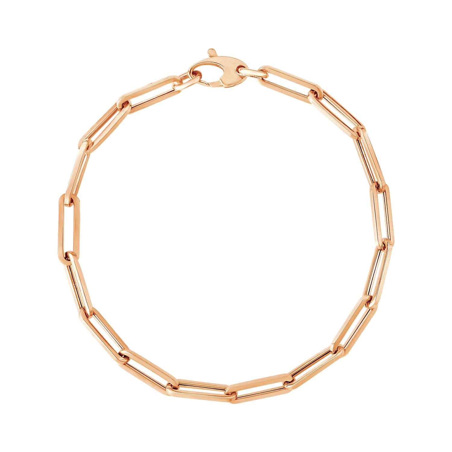 14K Rose Gold Bold Paperclip Chain Bracelet (4.20 mm) in a sleek high-contrast midnight luxury editorial style