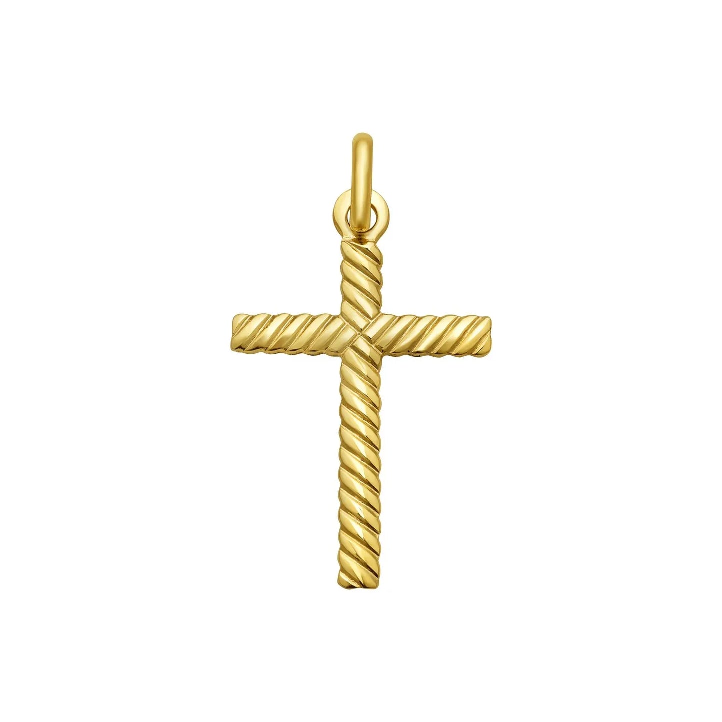 14K Yellow Gold Cable Cross Pendant - Peelerie