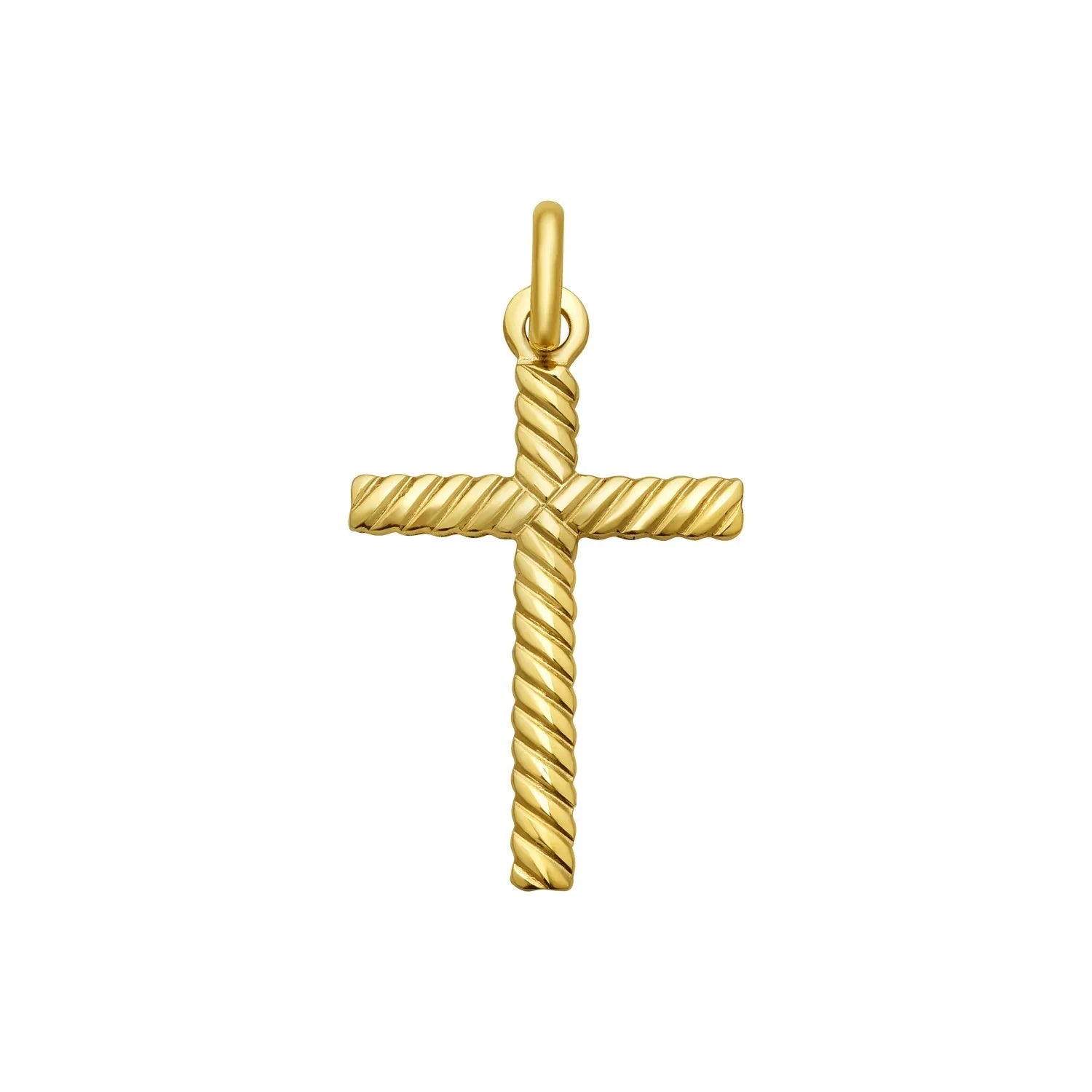 14K Yellow Gold Cable Cross Pendant - Peelerie