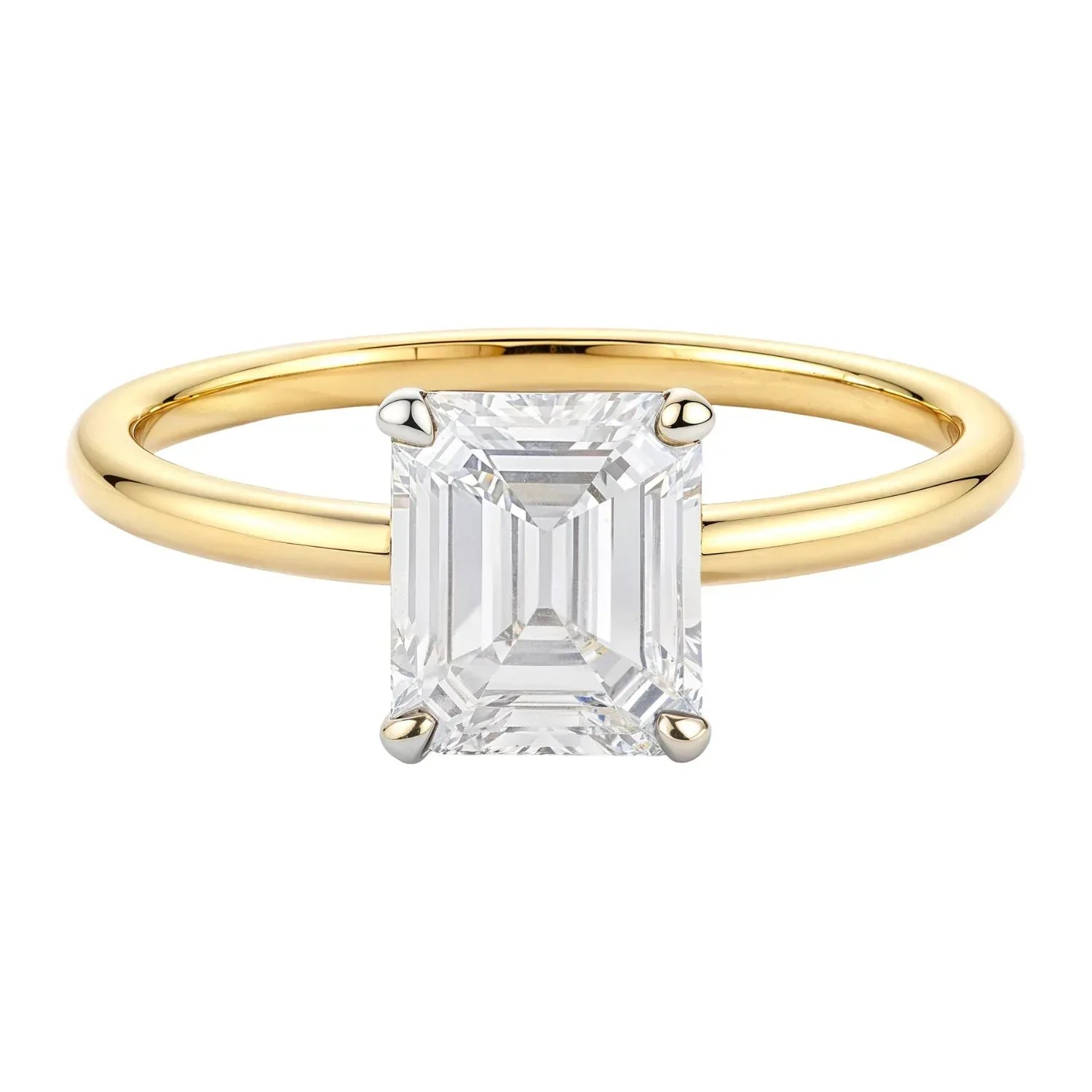 1 Carat Emerald Lab Grown IGI G/VS1 Diamond Solitaire Ring in 14K Yellow Gold - Peelerie