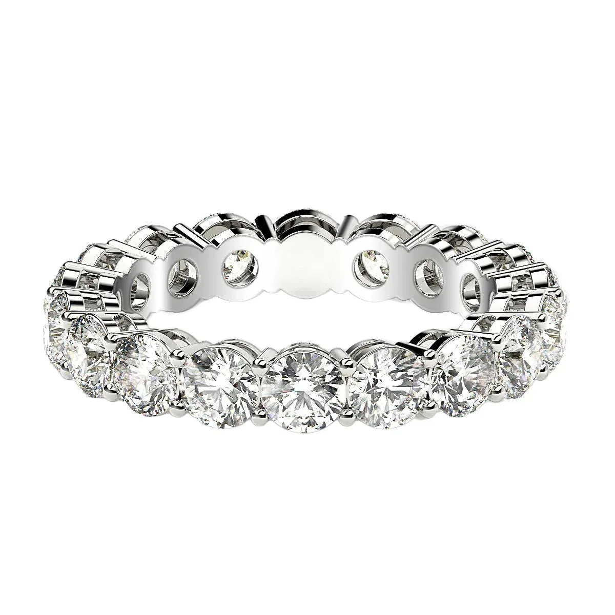 Round Cut Lab Grown Diamond Eternity Ring in 14k White Gold (2 cttw FG/VS2) - Peelerie