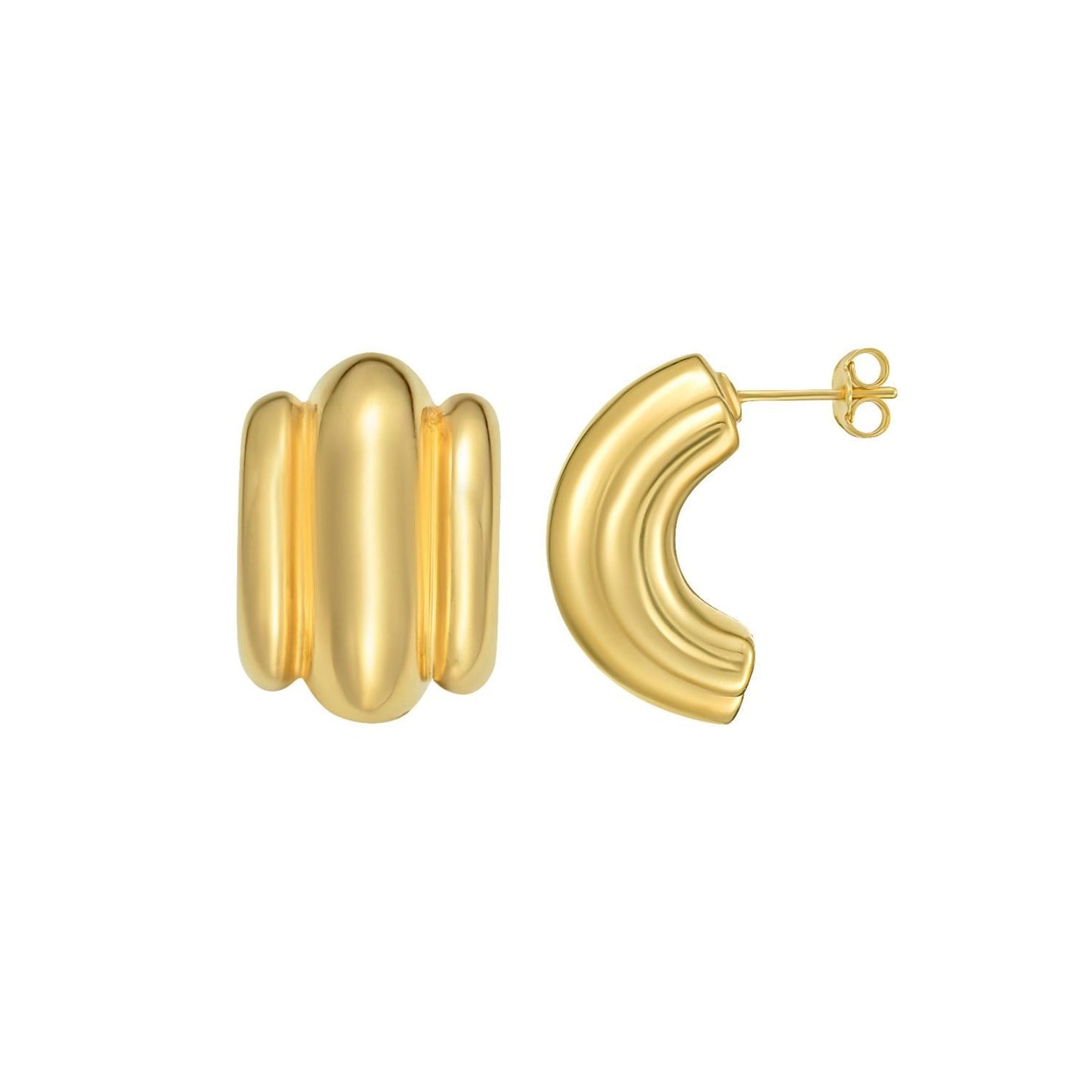 14K Yellow Gold Triple Bar Half Hoop Earrings