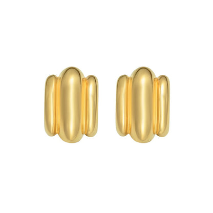 14K Yellow Gold Triple Bar Half Hoop Earrings