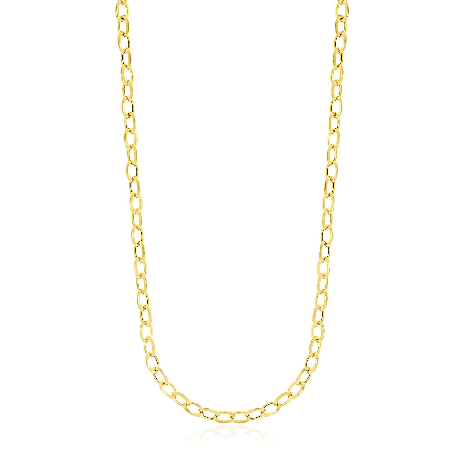 14k Yellow Gold Cable Chain Style Polished Necklace in a sleek high-contrast midnight luxury editorial style