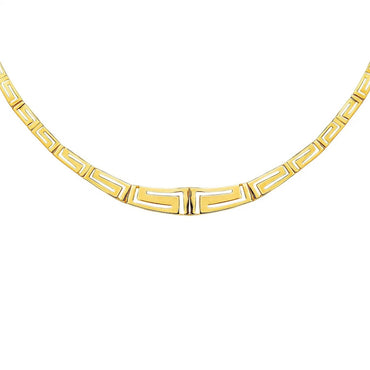 14K Yellow Gold Necklace with Graduated Greek Meander Motif Links