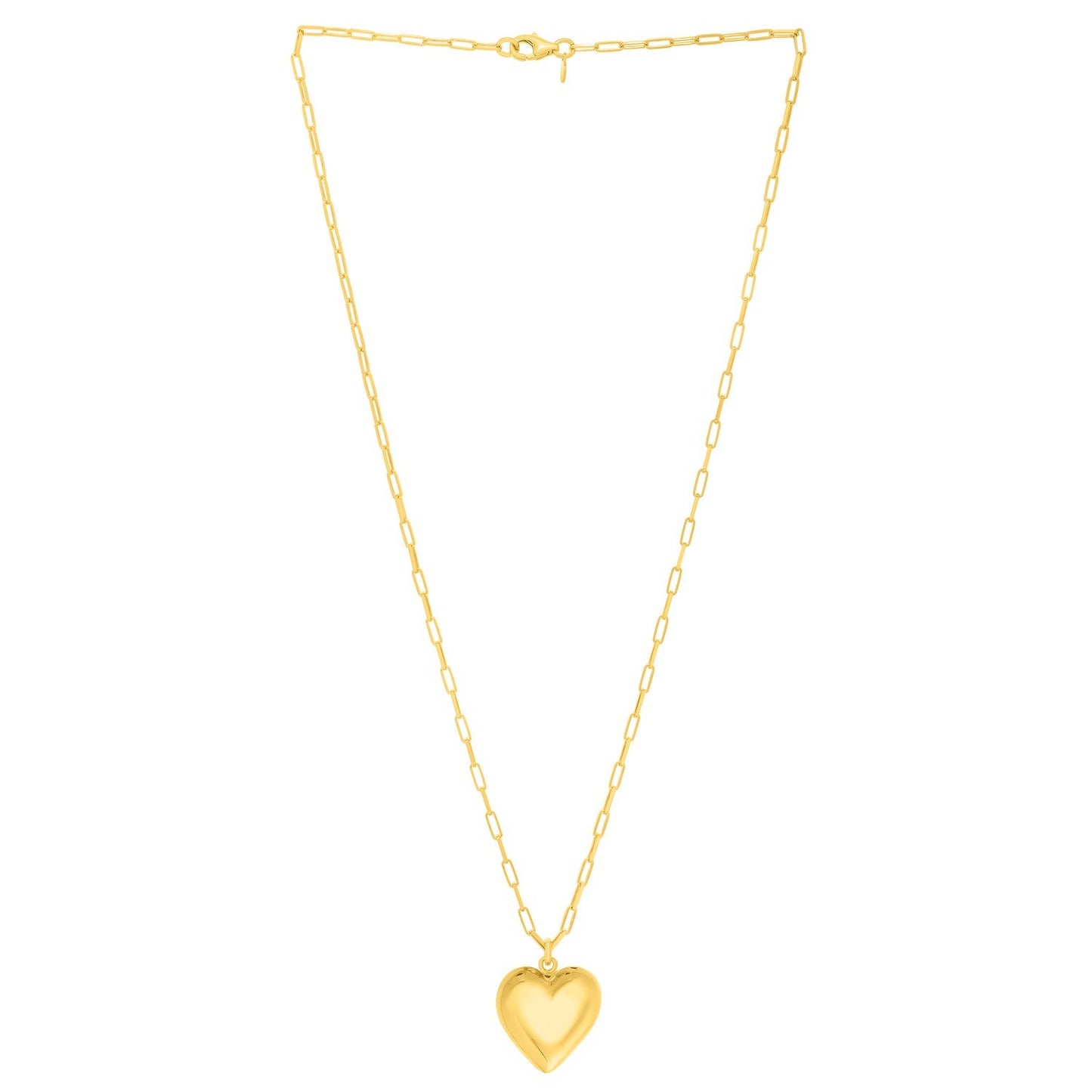 Sterling Silver Gold Plated Puffed Heart Pendant