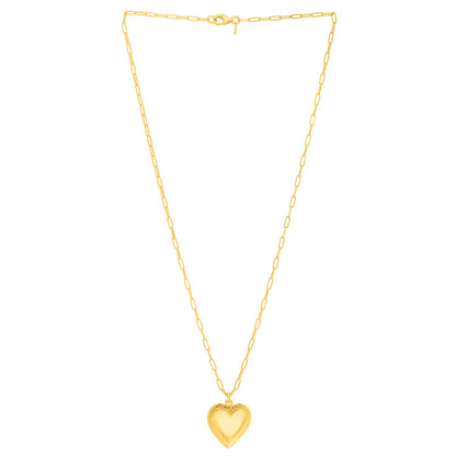 Sterling Silver Gold Plated Puffed Heart Pendant