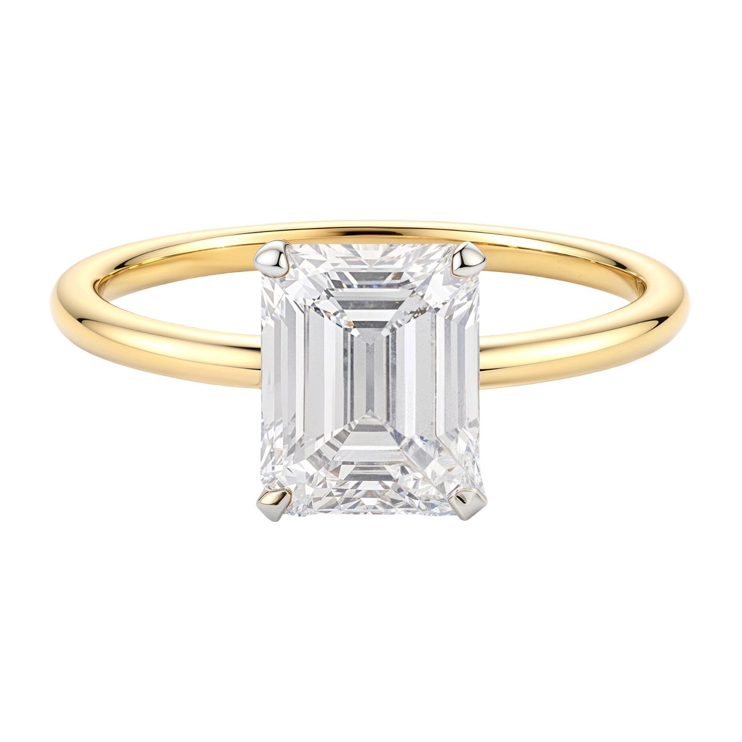 2 Carat Emerald Lab Grown IGI G/VS1 Diamond Solitaire Ring in 10K Yellow Gold
