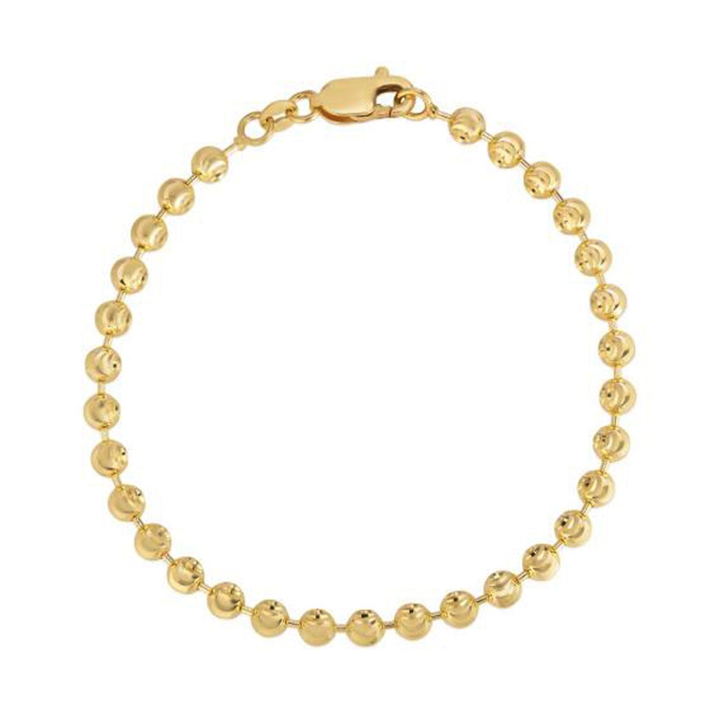 Moon Cut Bead Chain Bracelet in 14k Yellow Gold (4.00 mm) in a sleek high-contrast midnight luxury editorial style