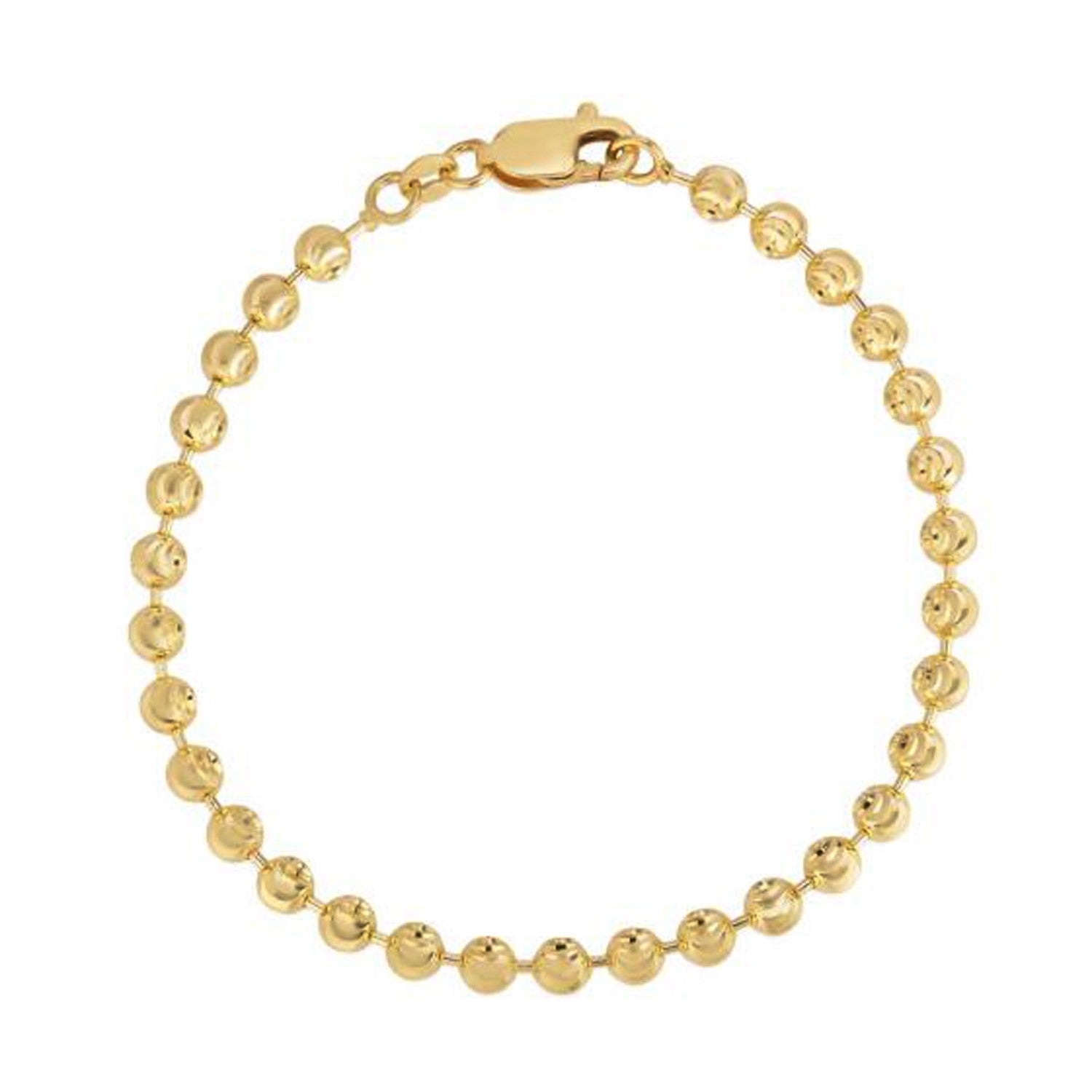 Moon Cut Bead Chain Bracelet in 14k Yellow Gold (4.00 mm) in a sleek high-contrast midnight luxury editorial style
