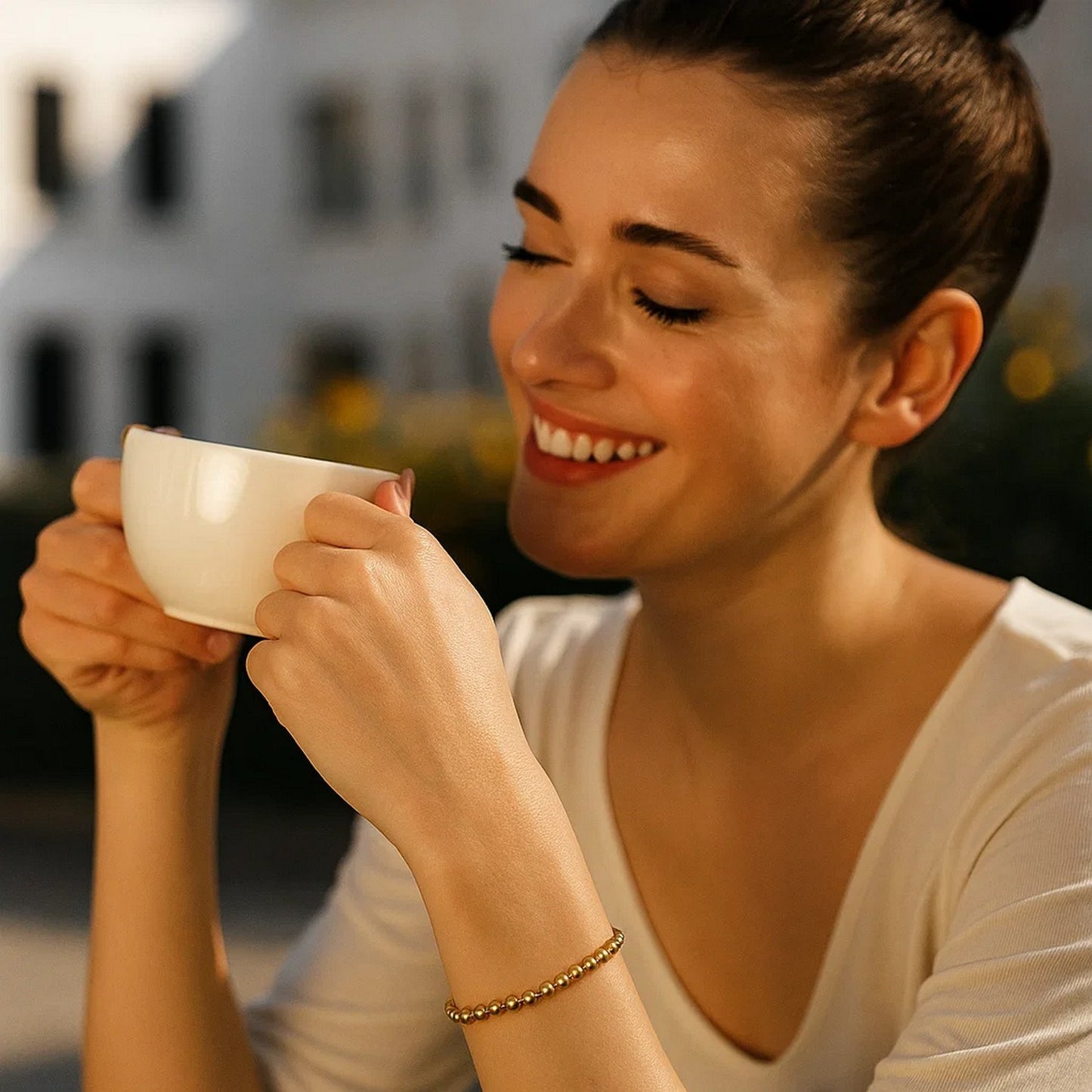 Moon Cut Bead Chain Bracelet in 14k Yellow Gold  (4.00 mm)