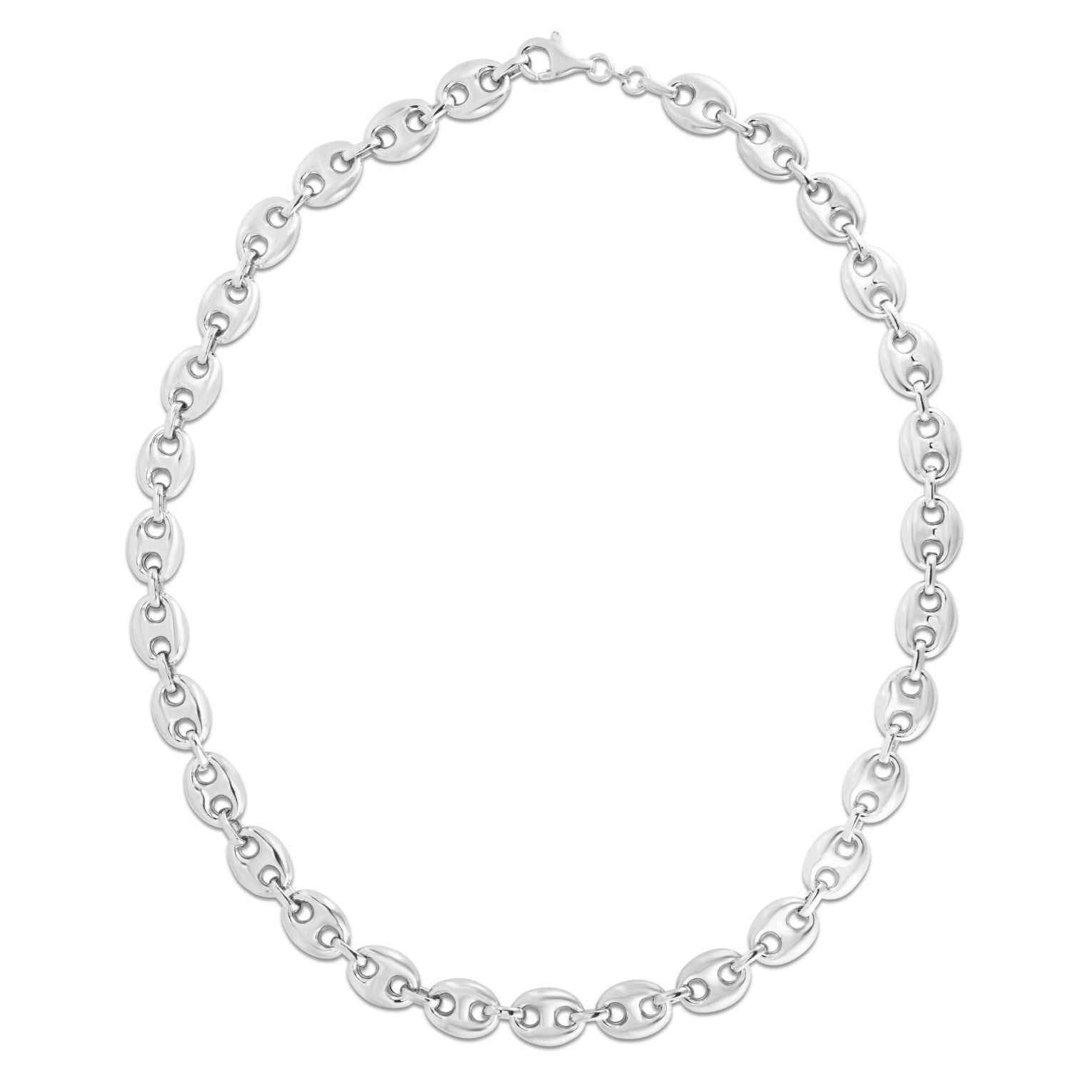 Sterling Silver Rhodium Plated Puffed Mariner Chain (9.20 mm)