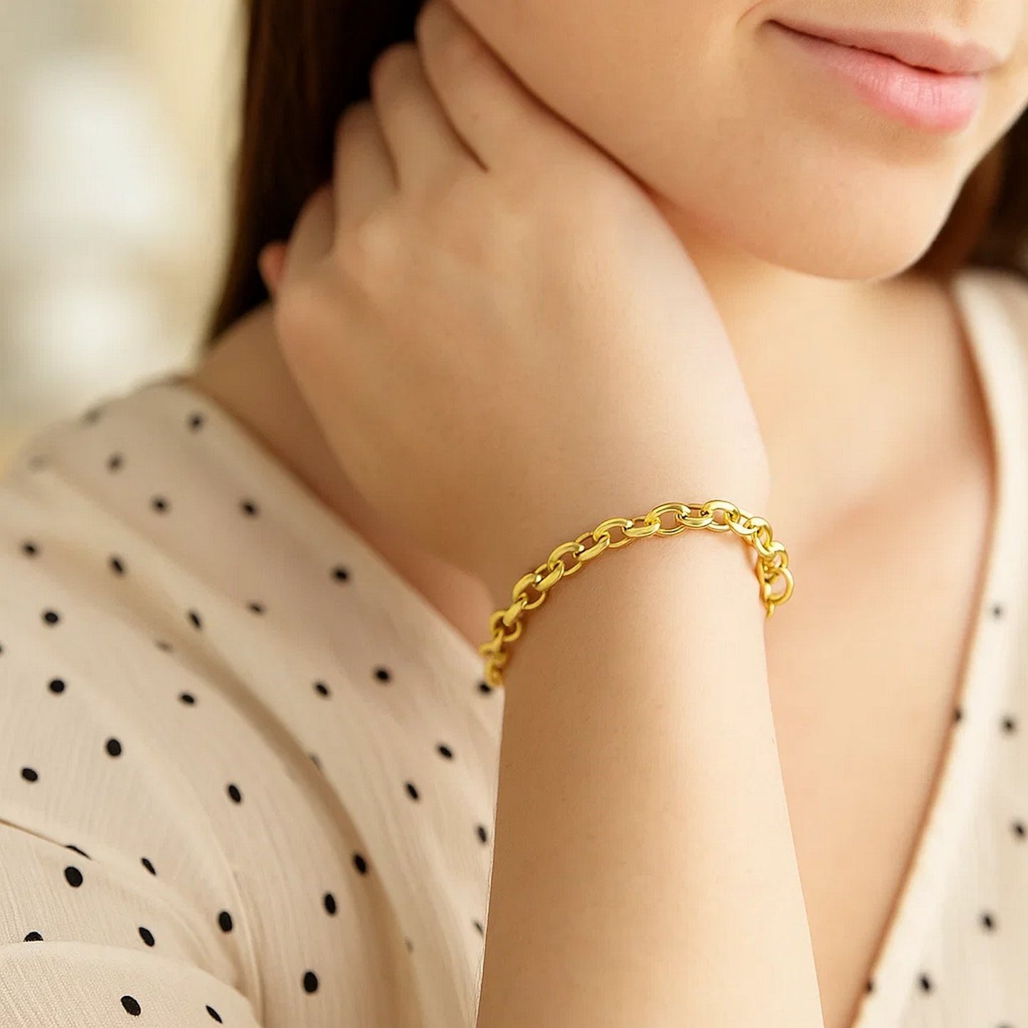 14k Yellow Gold Cable Chain Design Bracelet (9.40 mm)