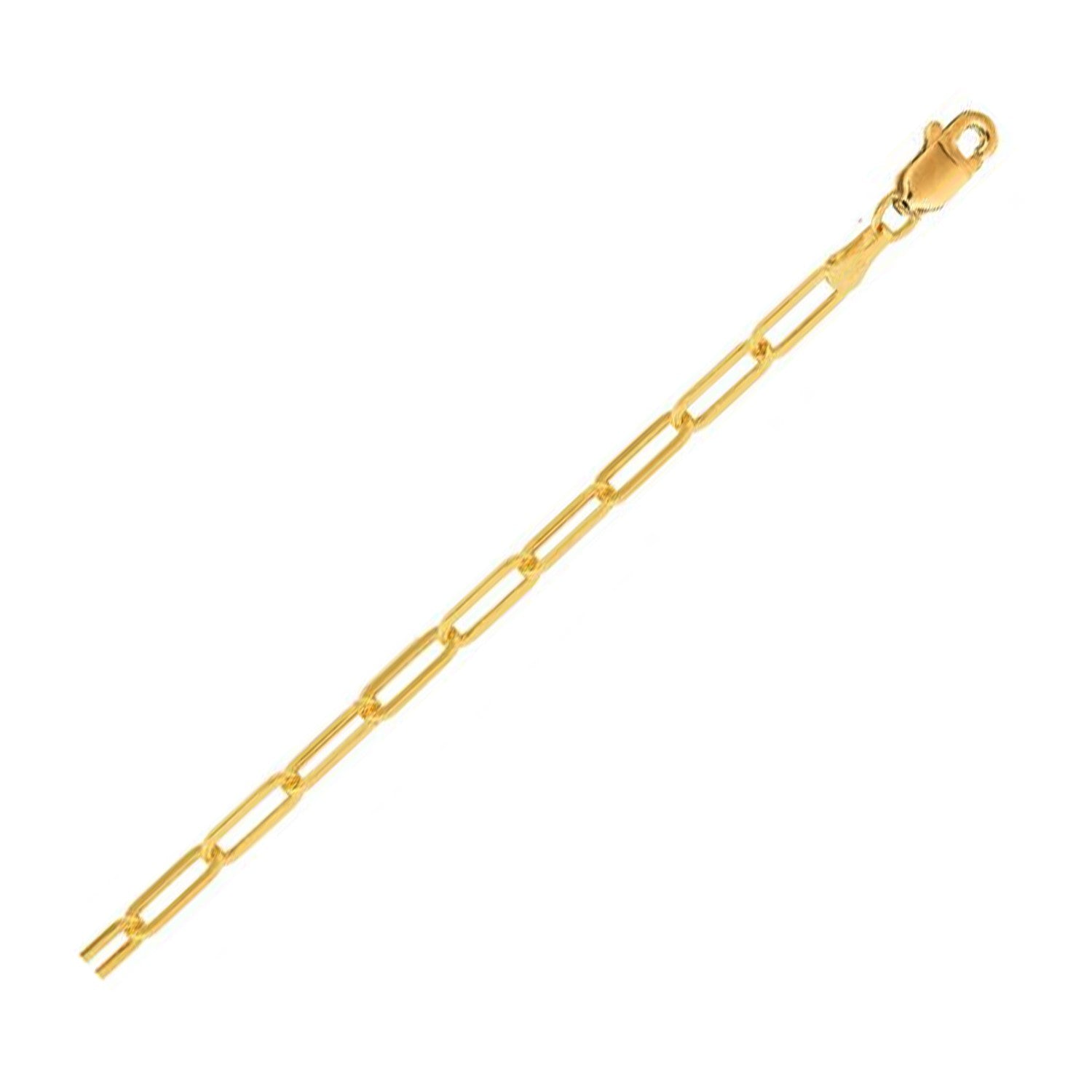 14K Yellow Gold Lite Paperclip Anklet (3.2mm) in a sleek high-contrast midnight luxury editorial style