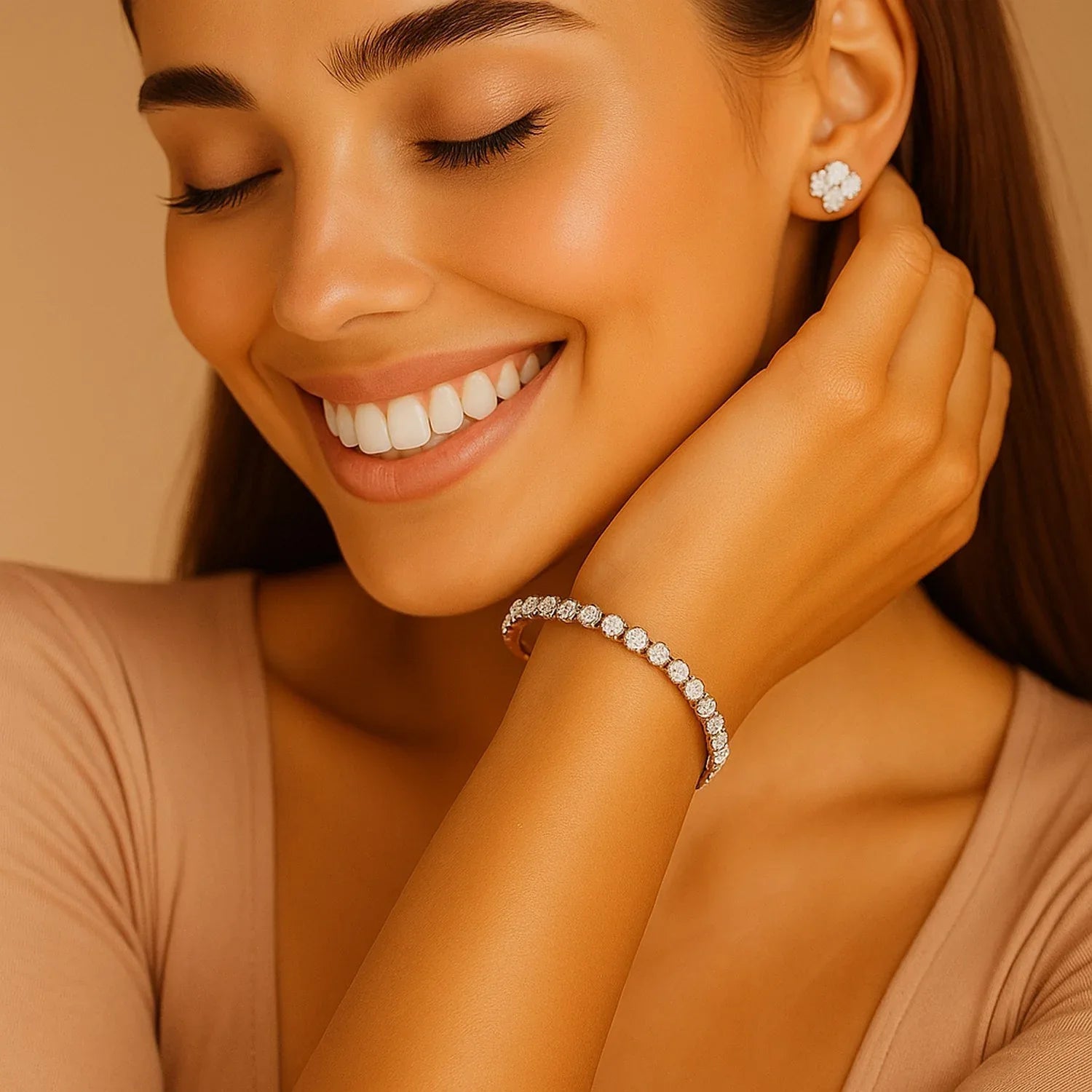 Lab Grown Round Diamond Tennis Bracelet in 14k Yellow Gold(5 cctw F/G VS2/SI1) - Peelerie