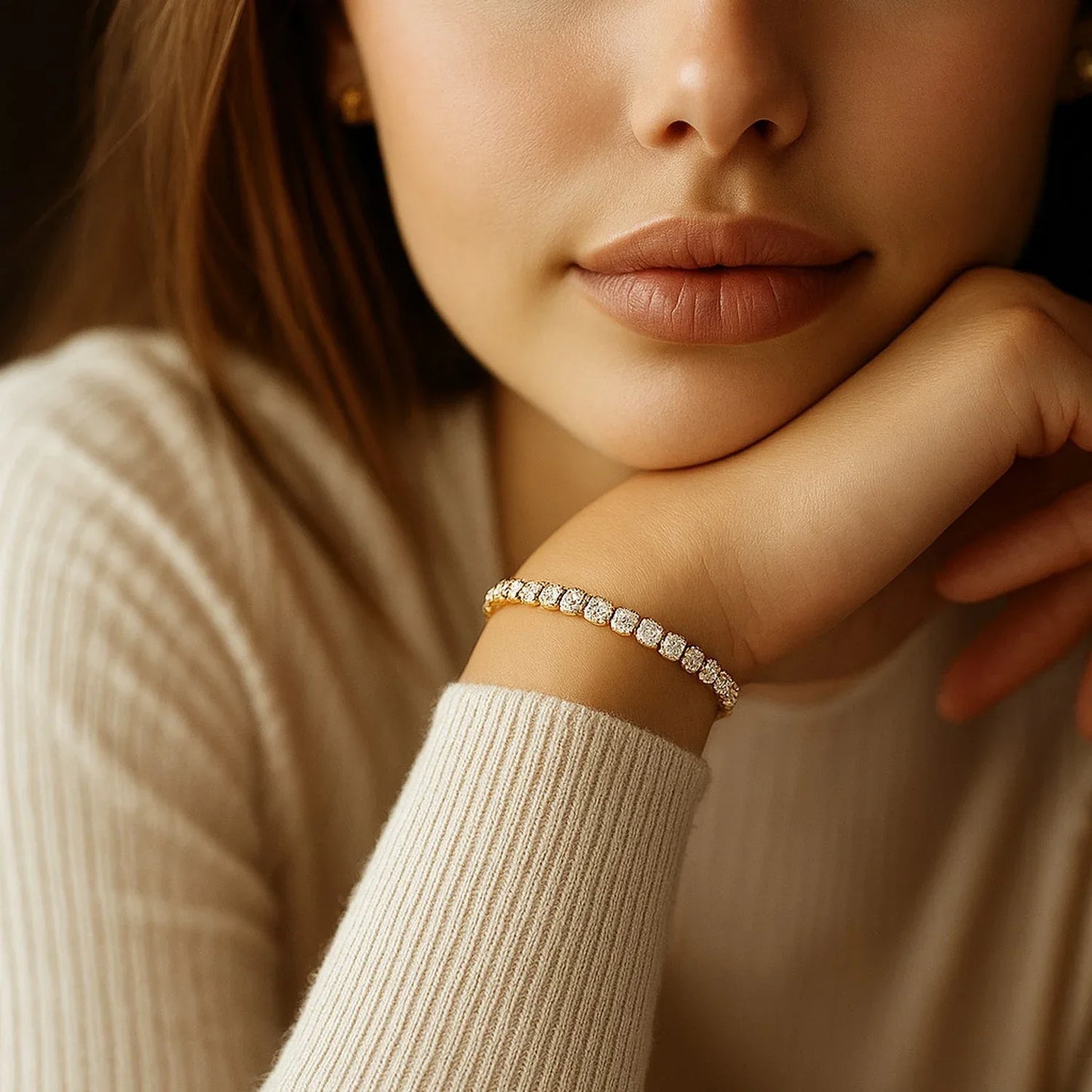 Lab Grown Round Diamond Tennis Bracelet in 14k Yellow Gold(5 cctw F/G VS2/SI1) - Peelerie