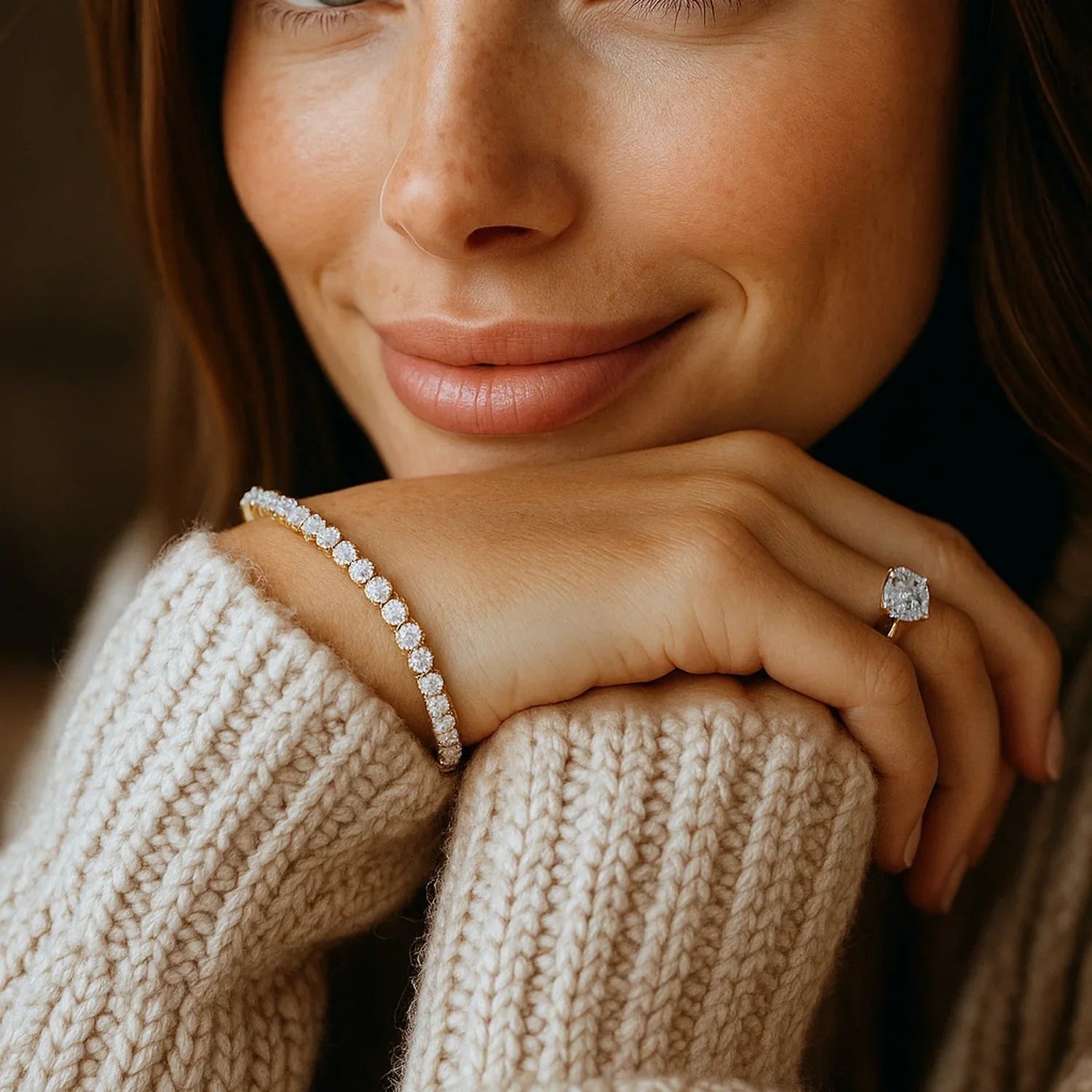 Lab Grown Round Diamond Tennis Bracelet in 14k Yellow Gold(5 cctw F/G VS2/SI1) - Peelerie