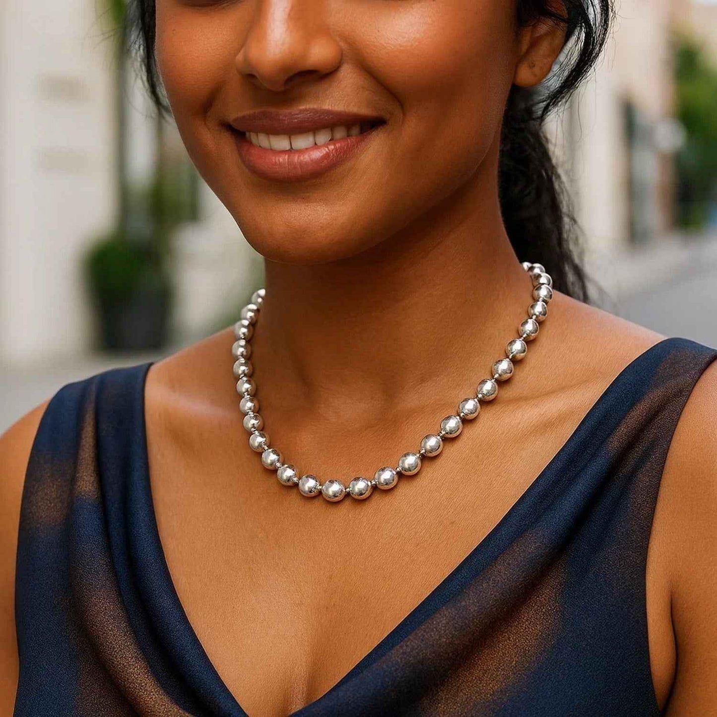 Sterling silver, rhodium plated necklace