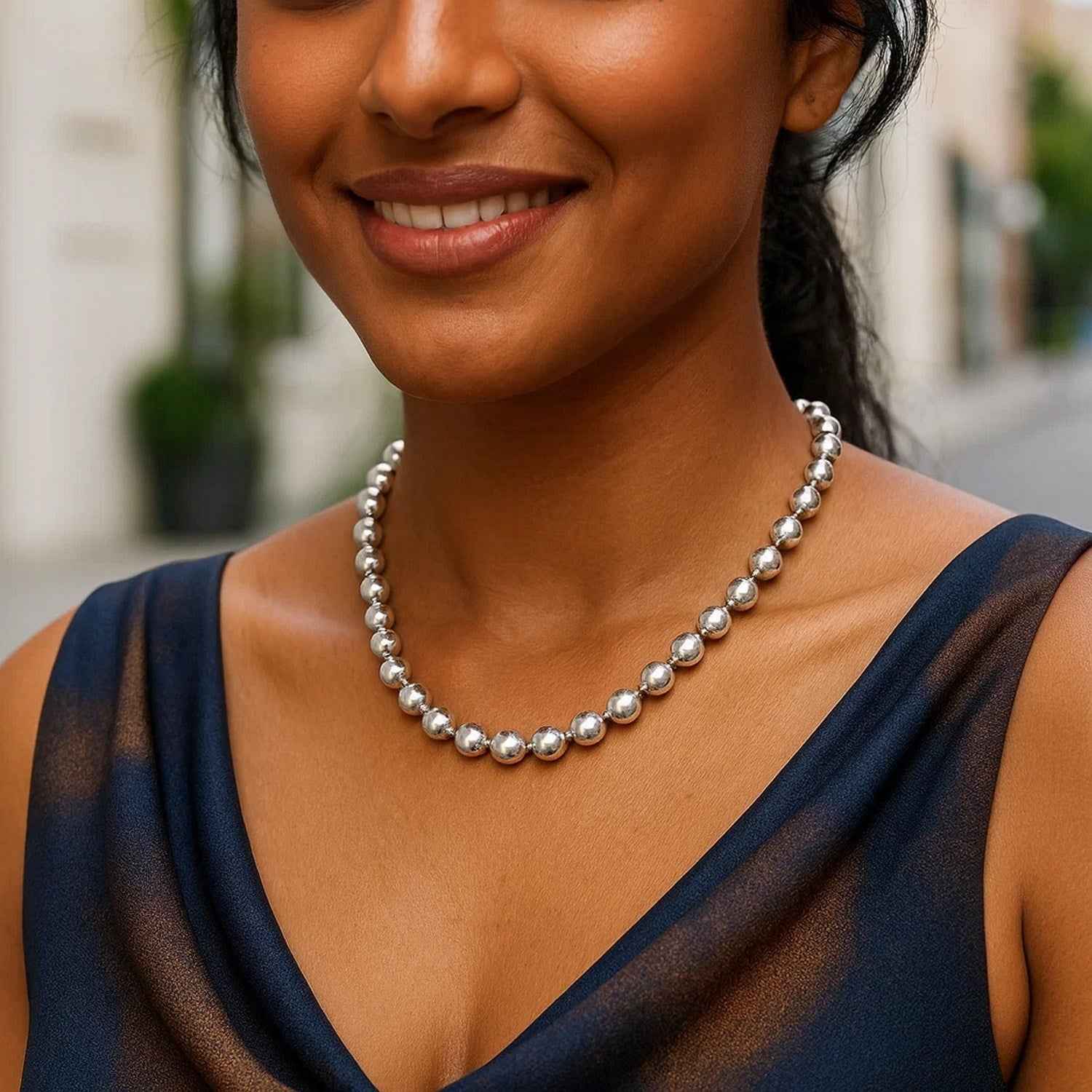 Sterling silver, rhodium plated necklace