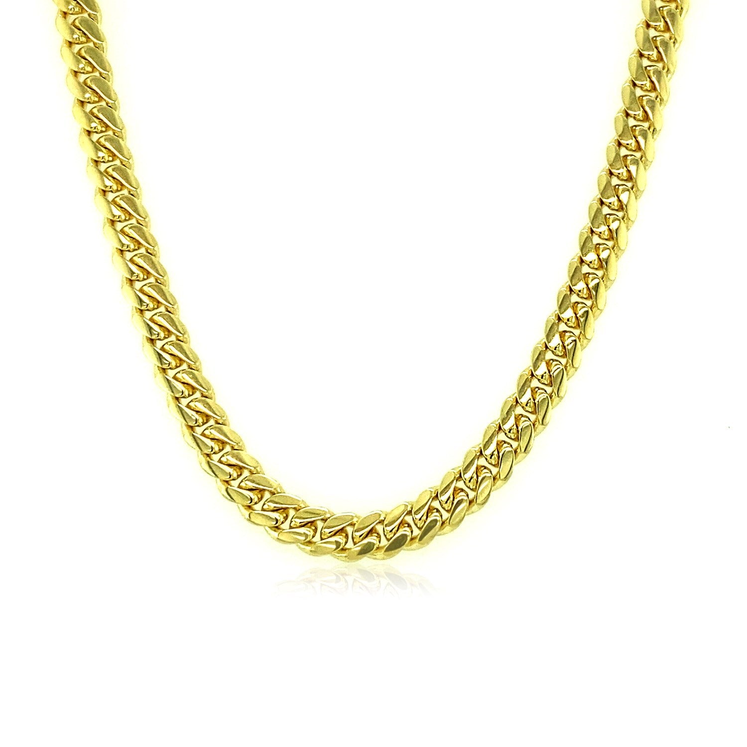 3.9mm 10k Yellow Gold Classic Miami Cuban Solid Chain in a sleek high-contrast midnight luxury editorial style