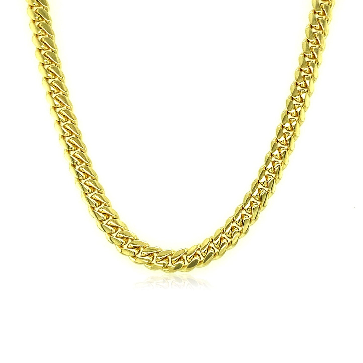 3.9mm 10k Yellow Gold Classic Miami Cuban Solid Chain in a sleek high-contrast midnight luxury editorial style