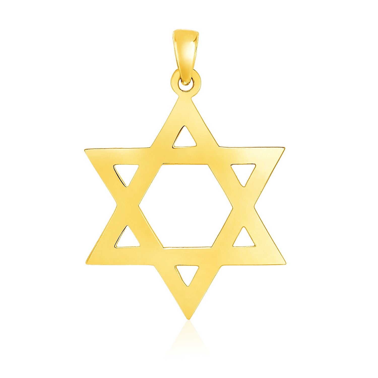 14k Yellow Gold Polished Star of David Pendant in a sleek high-contrast midnight luxury editorial style