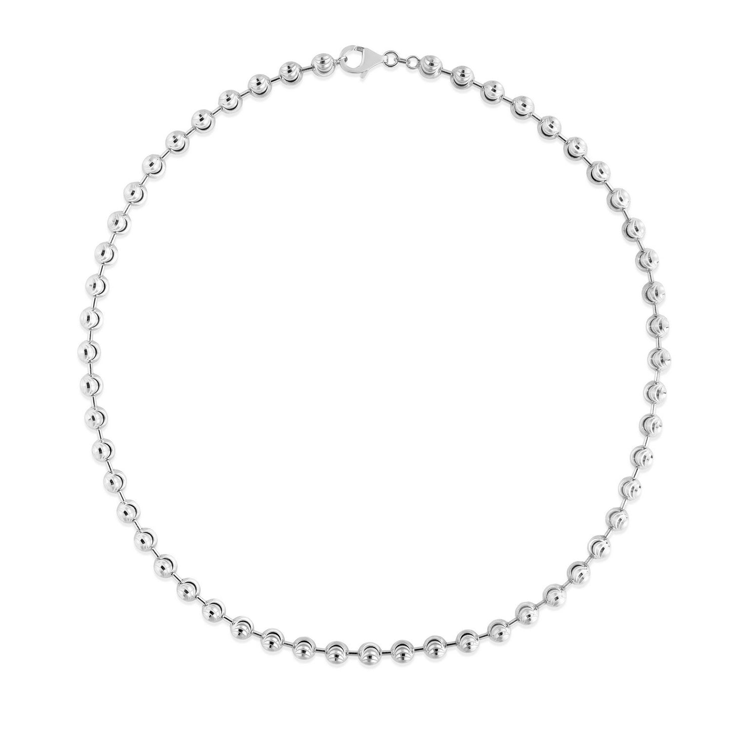 Sterling Silver Rhodium Plated Moon Cut Bead Chain (6.00 mm)