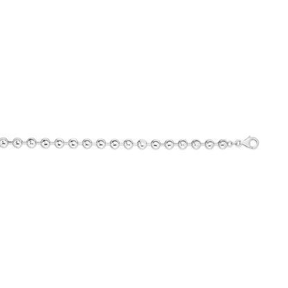 Sterling Silver Rhodium Plated Moon Cut Bead Chain (6.00 mm)