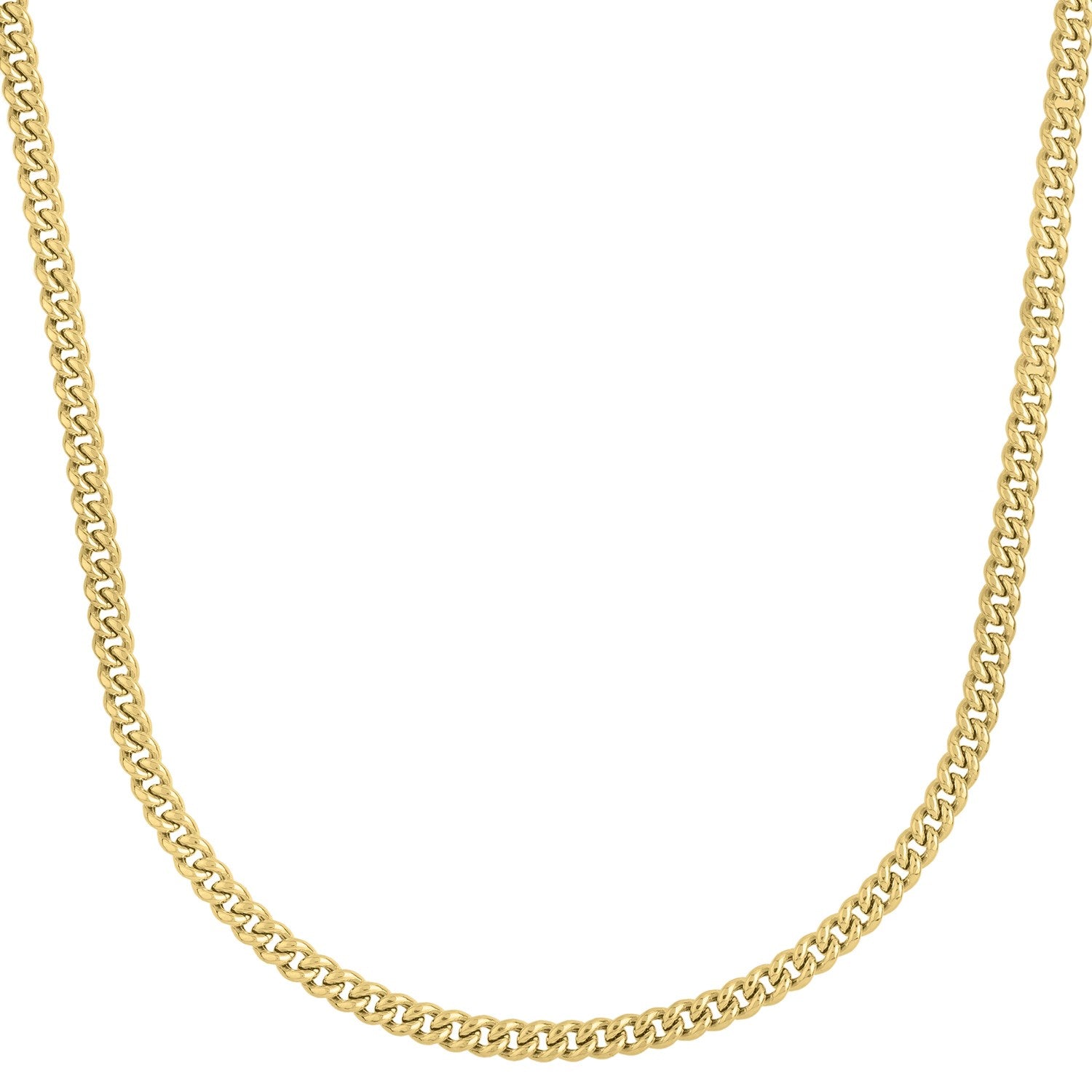 14k Yellow Gold Light Gourmette Chain (4.10 mm) in a sleek high-contrast midnight luxury editorial style