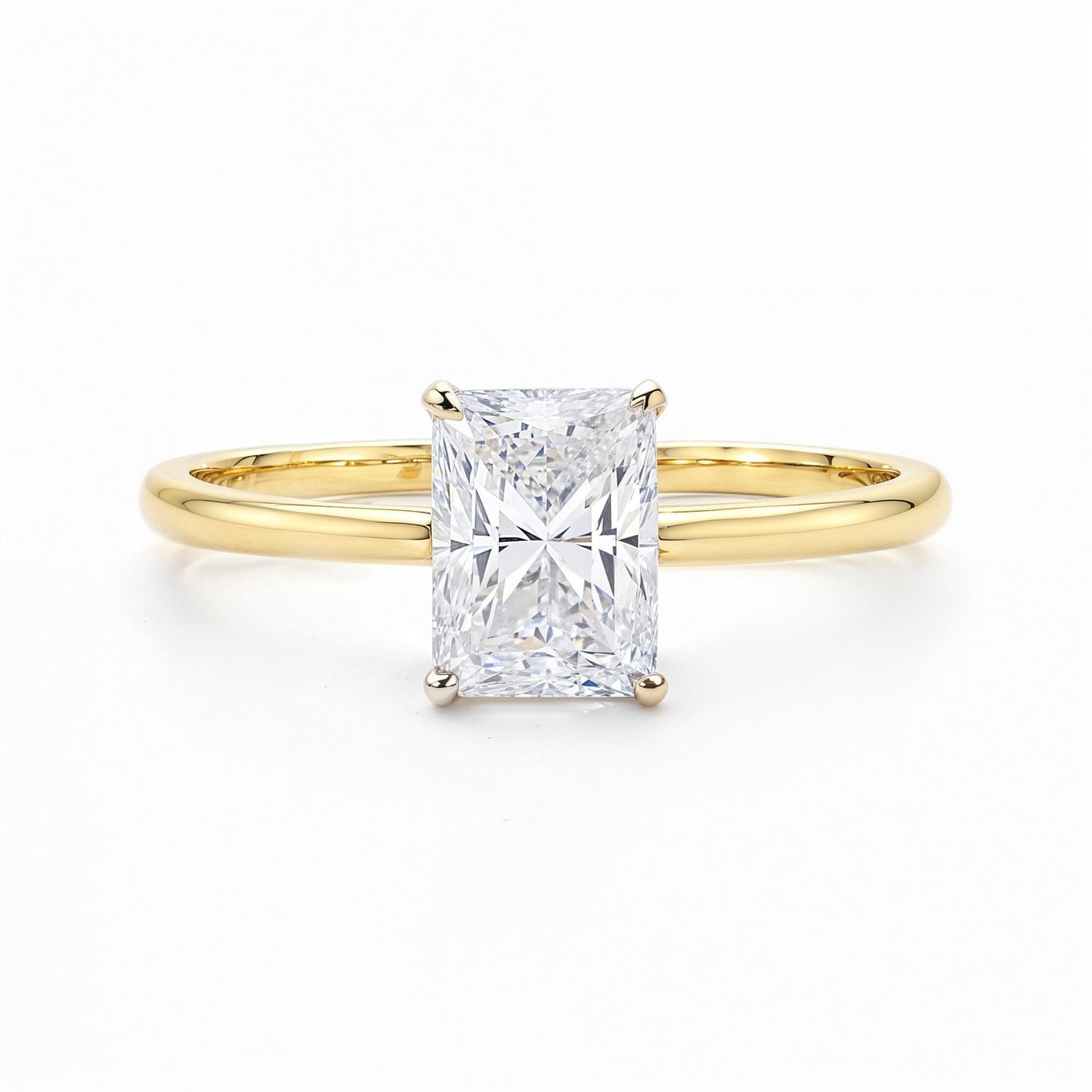 1.50Ct Radiant Lab Grown IGI G/VS1 Diamond Ring in 14K Yellow Gold