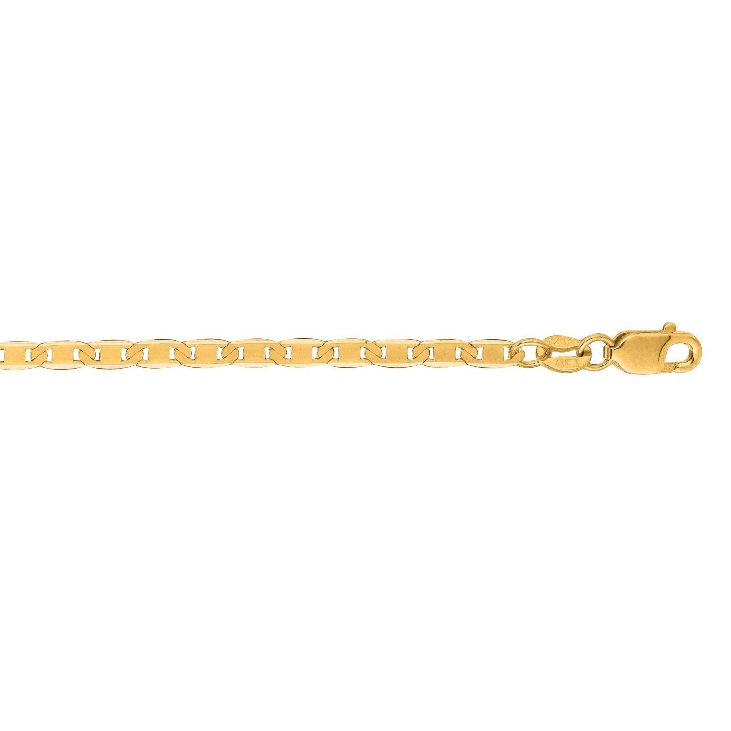 2.3mm 10k Yellow Gold Mariner Link Anklet - Peelerie