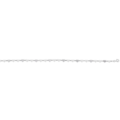 Sterling Silver Rhodium Plated Heart Anklet