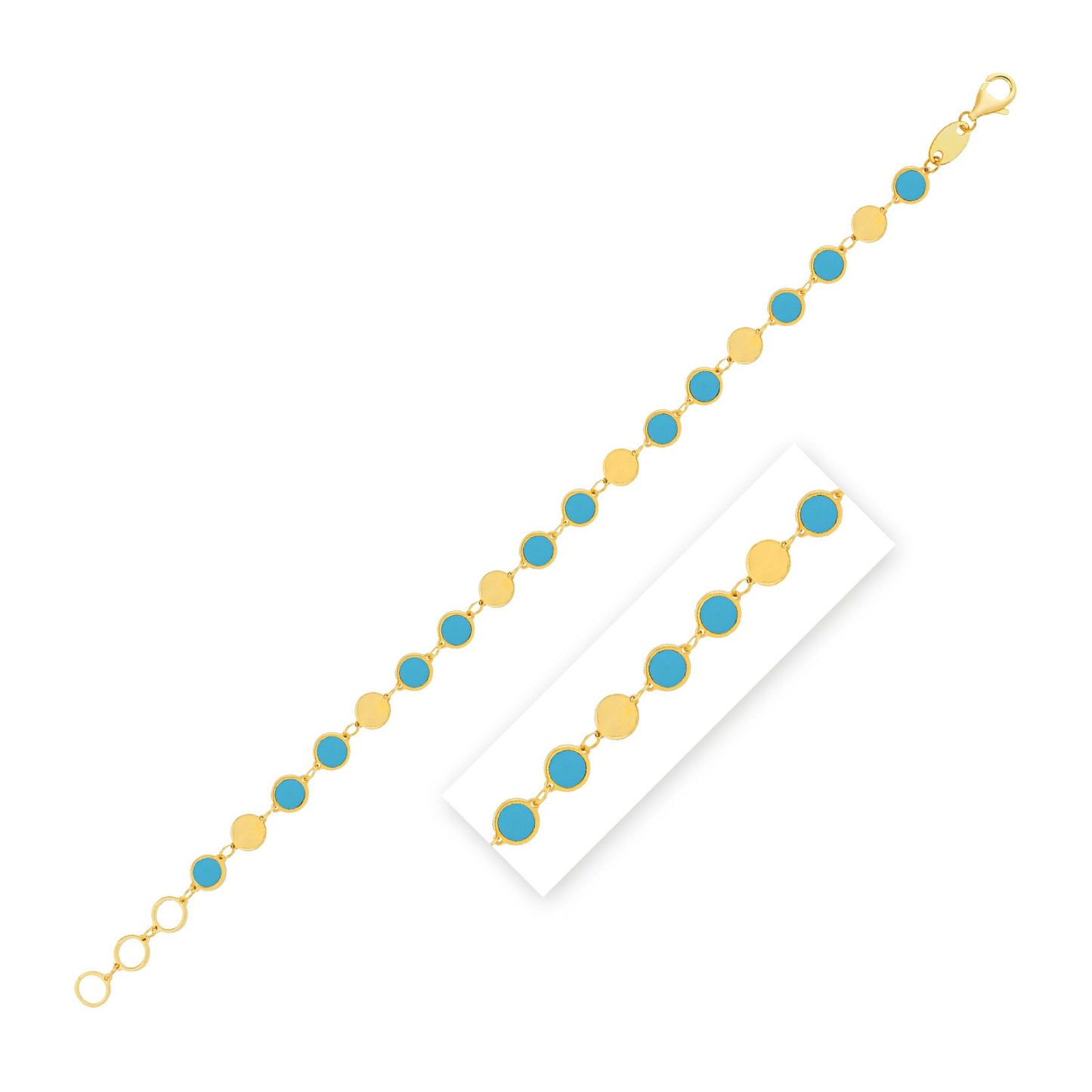 Turquoise Composite Gem Alternating Bracelet in 14K Yellow Gold (5.00 mm) in a sleek high-contrast midnight luxury editorial
