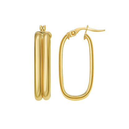 14K Yellow Gold Double Row Paperclip Hoop Earrings