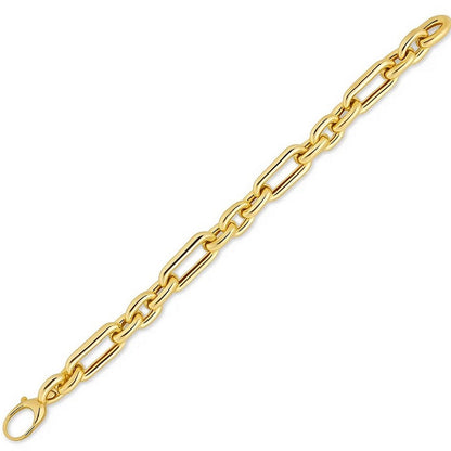 14k Yellow Gold Italian Alternating Paperclip Oval Links Bracelet (9.30 mm)